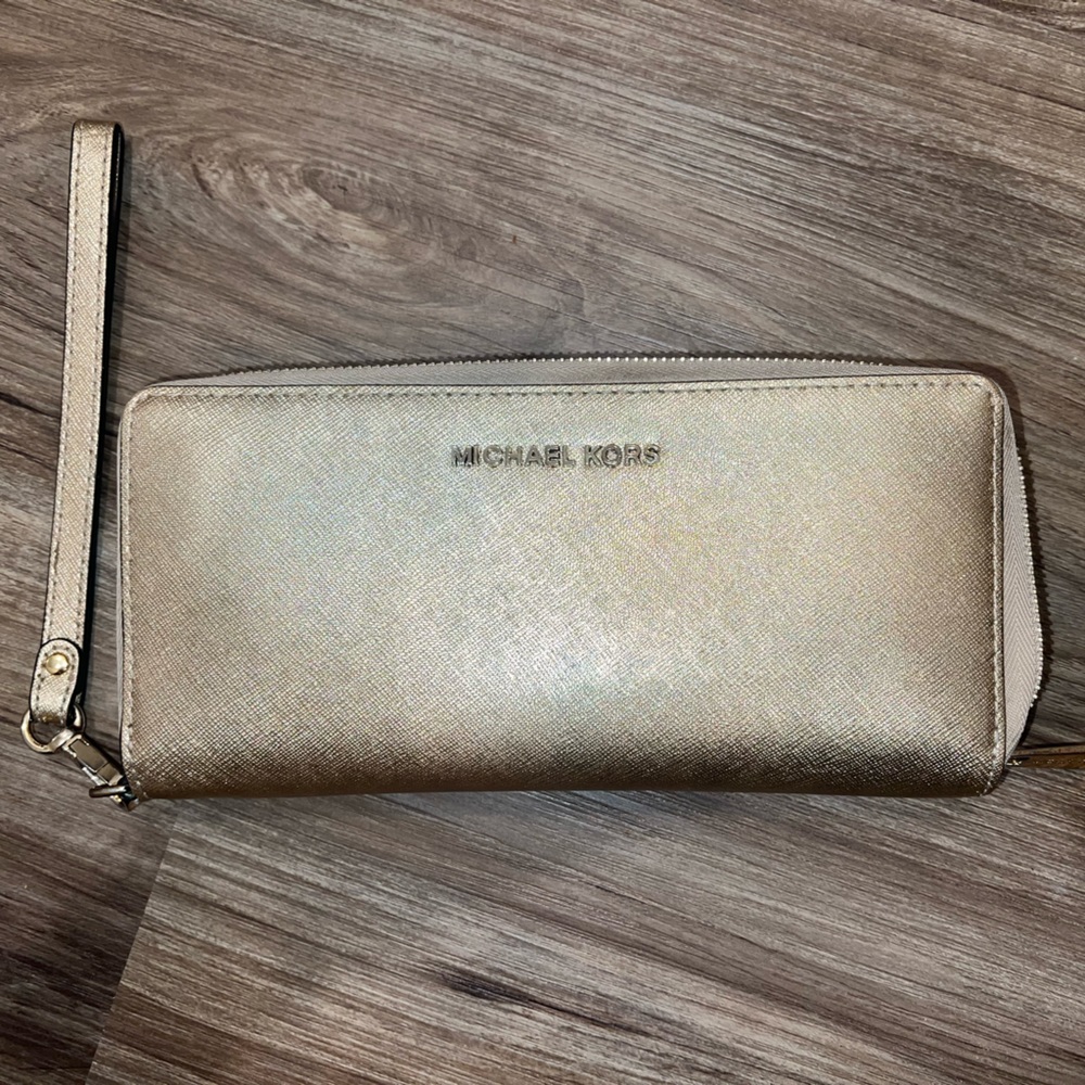 Gold Michael Kors zipper wallet